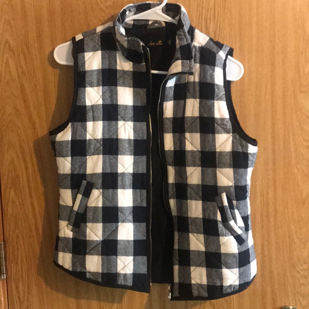 black and white checkered vest